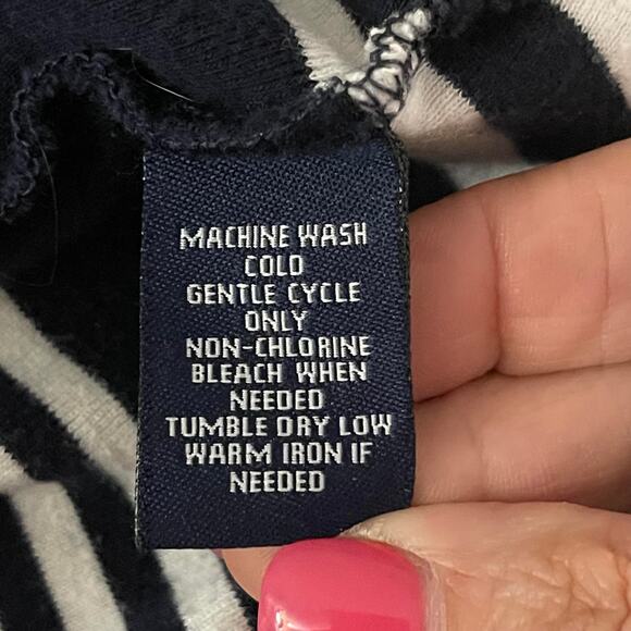 Chaps knit blouse shirt top women's XL extra large blue and white stripe cotton - Picture 6 of 12